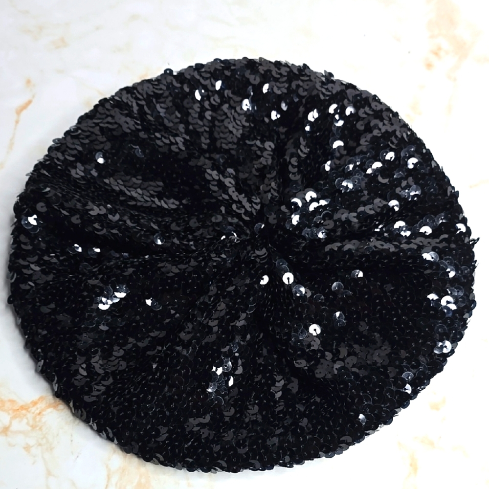 Black Sequin Beret